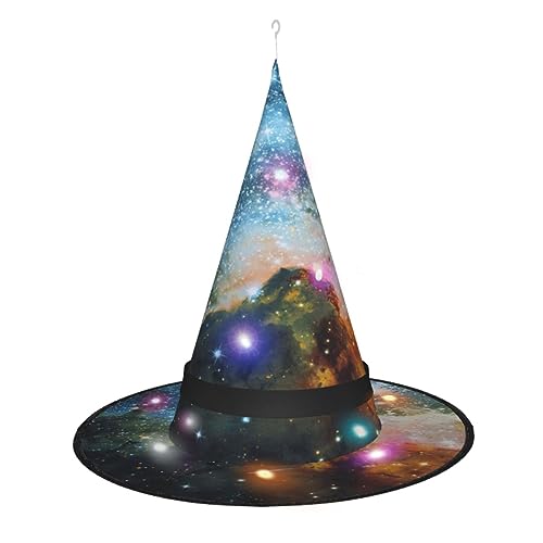 Vuoongt Galaxie Weltraum.(2) Druck Halloween Hut Vielseitiges Leichtes Kostüm Zubehör Faltbares spitzes Hutlicht von Vuoongt
