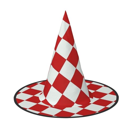 Vuoongt Gitter-Gitter roter Romantik-Druck, Halloween-Hut, vielseitig, leicht, Kostümzubehör, faltbar, spitzer Hut von Vuoongt
