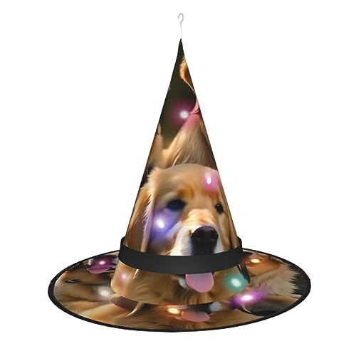 Vuoongt Goldener Retriever-Druck, Halloween-Hut, vielseitig, leicht, Kostümzubehör, faltbar, spitz, Hutwithlight Vuoongt Goldener Retriever-Druck, Halloween-Hut, vielseitig, leicht, Kostümzubehör, faltbar, spitz, Hutwithlight von Vuoongt