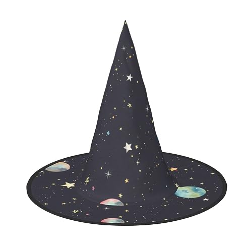 Vuoongt Halloween-Hut, Galaxie-Print, vielseitig, leicht, Kostümzubehör, faltbar, spitzer Hut von Vuoongt