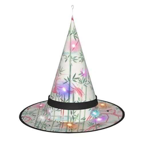 Vuoongt Halloween-Hut mit Flamingo-Motiv, vielseitig, leicht, Kostüm-Zubehör, faltbar, spitz, Hutlicht von Vuoongt