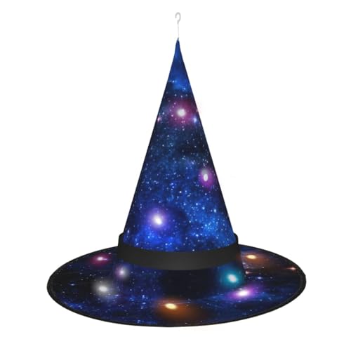 Vuoongt Halloween-Hut mit Galaxie-Nacht, vielseitig, leicht, Kostümzubehör, faltbar, spitz, Hutwithlight von Vuoongt