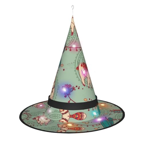 Vuoongt Halloween-Hut mit Lamas-Druck, vielseitig, leicht, Kostüm-Zubehör, faltbar, spitz, Hutwithlight Vuoongt Halloween-Hut mit Lamas-Druck, vielseitig, leicht, Kostüm-Zubehör, faltbar, spitz, Hutwithlight von Vuoongt