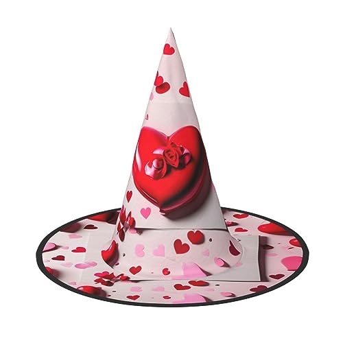 Vuoongt Halloween-Hut mit Valentinstag-Aufdruck, vielseitig, leicht, Kostüm-Zubehör, faltbar, spitzer Hut von Vuoongt
