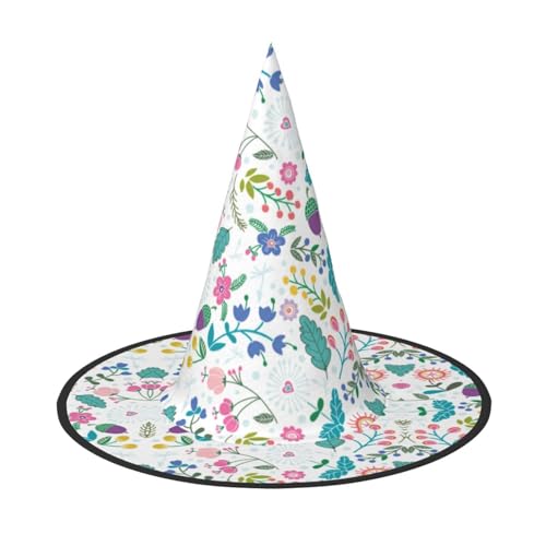 Vuoongt Halloween-Hut mit bunten Kritzeleien, Blumendruck, vielseitig, leicht, Kostüm-Zubehör, faltbar, spitzer Hut Vuoongt Halloween-Hut mit bunten Kritzeleien, Blumendruck, vielseitig, leicht, Kostüm-Zubehör, faltbar, spitzer Hut von Vuoongt