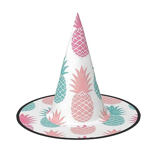 Vuoongt Halloween-Hut mit farbigem Ananas-Druck, vielseitig, leicht, Kostümzubehör, faltbar, spitzer Hut von Vuoongt