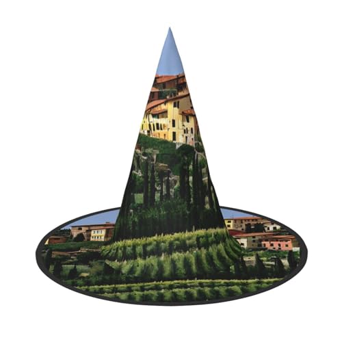 Vuoongt Halloween-Hut mit italienischem toskanischem Druck, vielseitig, leicht, Kostümzubehör, faltbar, spitzer Hut Vuoongt Halloween-Hut mit italienischem toskanischem Druck, vielseitig, leicht, Kostümzubehör, faltbar, spitzer Hut von Vuoongt