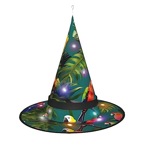 Vuoongt Halloween-Hut mit tropischen Pflanzen und Papageien, vielseitig, leicht, Kostümzubehör, faltbar, spitz, Hutwithlight Vuoongt Halloween-Hut mit tropischen Pflanzen und Papageien, vielseitig, leicht, Kostümzubehör, faltbar, spitz, Hutwithlight von Vuoongt