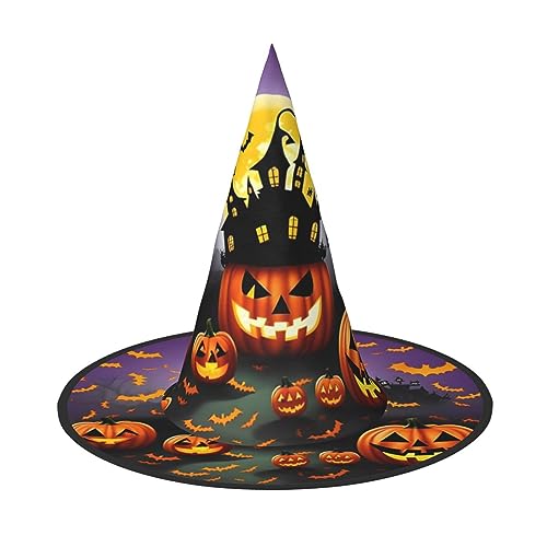 Vuoongt Happy-Halloween-Day-Trick-or-Treat-Druck, Halloween-Hut, vielseitig, leicht, Kostümzubehör, faltbarer Spitzhut von Vuoongt