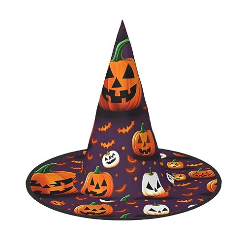 Vuoongt Happy-Halloween-Day Trick-or-Treat Print Halloween Hut Vielseitig Leicht Kostüm Zubehör Faltbarer Spitzhut von Vuoongt