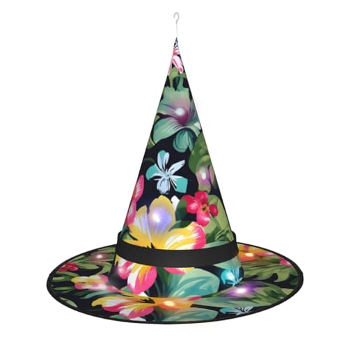 Vuoongt Hawaiianischer Blumendruck, Halloween-Hut, vielseitig, leicht, Kostümzubehör, faltbar, spitz, Hutwithlight Vuoongt Hawaiianischer Blumendruck, Halloween-Hut, vielseitig, leicht, Kostümzubehör, faltbar, spitz, Hutwithlight von Vuoongt