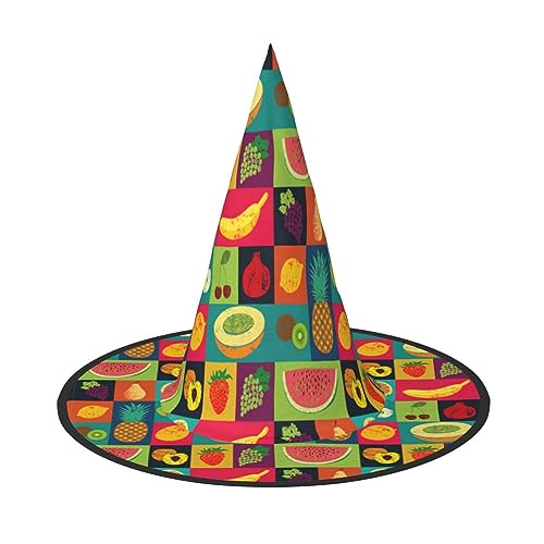 Vuoongt Kunststil, Obstdruck, Halloween-Hut, vielseitig, leicht, Kostümzubehör, faltbarer Spitzhut von Vuoongt