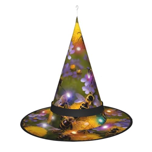 Vuoongt Ländlicher Honigbienen-Wildblumen-Druck, Halloween-Hut, vielseitig, leicht, Kostümzubehör, faltbar, spitz, Hutwithlight Vuoongt Ländlicher Honigbienen-Wildblumen-Druck, Halloween-Hut, vielseitig, leicht, Kostümzubehör, faltbar, spitz, Hutwithlight von Vuoongt