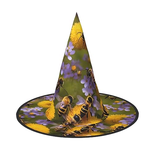 Vuoongt Ländlicher Honigbienen-Wildblumen-Druck, Halloween-Hut, vielseitig, leicht, Kostümzubehör, faltbarer Spitzhut Vuoongt Ländlicher Honigbienen-Wildblumen-Druck, Halloween-Hut, vielseitig, leicht, Kostümzubehör, faltbarer Spitzhut von Vuoongt