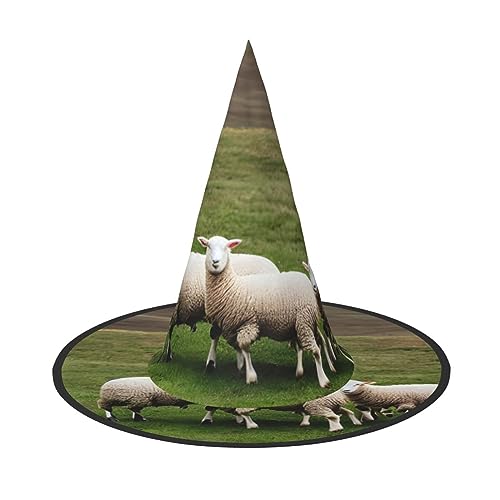 Vuoongt Lambs And Sheep Print Halloween Hat Versatile Lightweight Costume Accessories Foldable Pointed Hat von Vuoongt