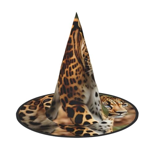 Vuoongt Leopardenmuster, Halloween-Hut, vielseitig, leicht, Kostümzubehör, faltbar, spitzer Hut von Vuoongt