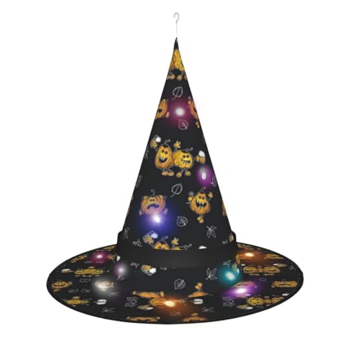 Vuoongt Lustiges Halloween-Dekor, Hexen-Druck, Halloween-Hut, vielseitig, leicht, Kostüm-Zubehör, faltbar, spitzes Hutlicht Vuoongt Lustiges Halloween-Dekor, Hexen-Druck, Halloween-Hut, vielseitig, leicht, Kostüm-Zubehör, faltbar, spitzes Hutlicht von Vuoongt