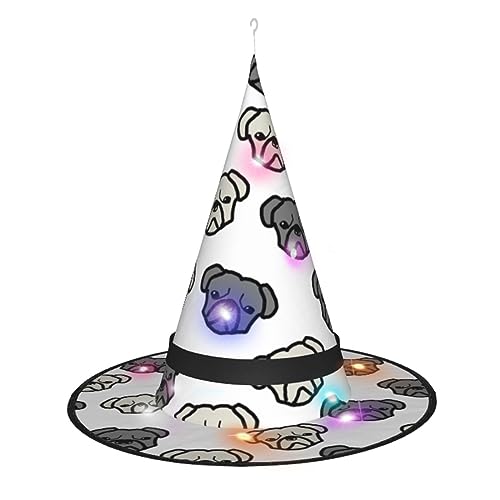 Vuoongt Merican Dog Head Print Halloween Hat Versatile Lightweight Costume Accessories Foldable Pointed Hatwithlight von Vuoongt