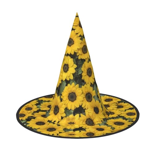 Vuoongt Niedlicher Sonnenblumen-Druck, Halloween-Hut, vielseitig, leicht, Kostüm-Zubehör, faltbarer Spitzhut Vuoongt Niedlicher Sonnenblumen-Druck, Halloween-Hut, vielseitig, leicht, Kostüm-Zubehör, faltbarer Spitzhut von Vuoongt
