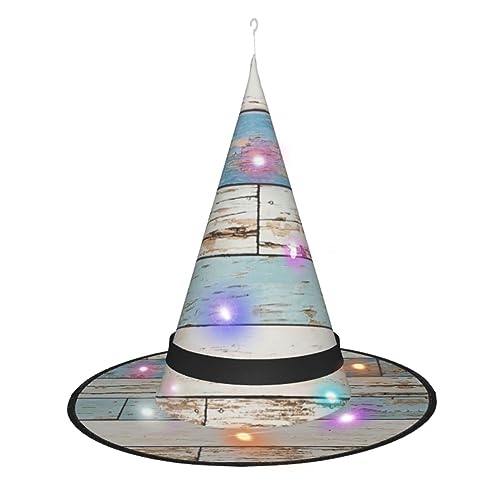 Vuoongt Old Wooden Board Print Halloween Hat Versatile Lightweight Costume Accessories Foldable Pointed Hatwithlight von Vuoongt