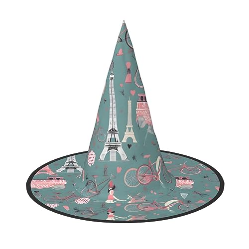 Vuoongt Romantischer Paris Eiffelturm Fahrrad Druck Halloween Hut Vielseitiges Leichtes Kostüm Zubehör Faltbarer Spitzhut Vuoongt Romantischer Paris Eiffelturm Fahrrad Druck Halloween Hut Vielseitiges Leichtes Kostüm Zubehör Faltbarer Spitzhut von Vuoongt