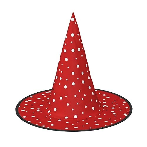 Vuoongt Rote und weiße Polka Dots Print Halloween Hut vielseitige leichte Kostüm Accessoires Faltbarer Spitzhut Vuoongt Rote und weiße Polka Dots Print Halloween Hut vielseitige leichte Kostüm Accessoires Faltbarer Spitzhut von Vuoongt