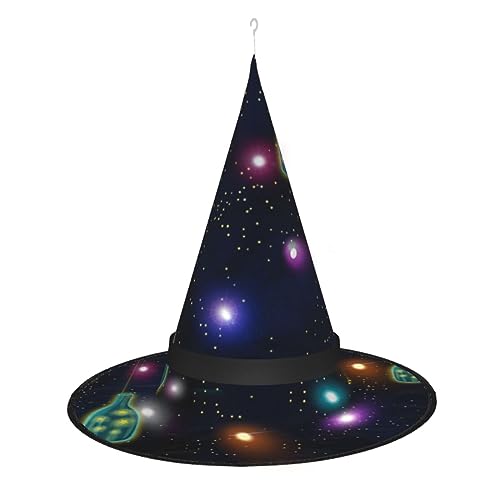 Vuoongt Schöne Flasche mit Aufdruck "Under the Night Sky", Halloween-Hut, vielseitig, leicht, Kostümzubehör, faltbar, spitz, Hutwithlight Vuoongt Schöne Flasche mit Aufdruck "Under the Night Sky", Halloween-Hut, vielseitig, leicht, Kostümzubehör, faltbar, spitz, Hutwithlight von Vuoongt