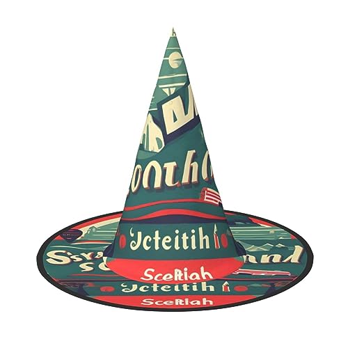 Vuoongt Schottischer Retro-Muster-Druck, Halloween-Hut, vielseitig, leicht, Kostümzubehör, faltbarer Spitzhut Vuoongt Schottischer Retro-Muster-Druck, Halloween-Hut, vielseitig, leicht, Kostümzubehör, faltbarer Spitzhut von Vuoongt