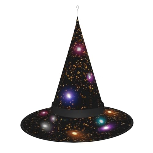 Vuoongt Schwarz-goldener Tapetendruck, Halloween-Hut, vielseitig, leicht, Kostümzubehör, faltbar, spitz, Hutwithlight Vuoongt Schwarz-goldener Tapetendruck, Halloween-Hut, vielseitig, leicht, Kostümzubehör, faltbar, spitz, Hutwithlight von Vuoongt