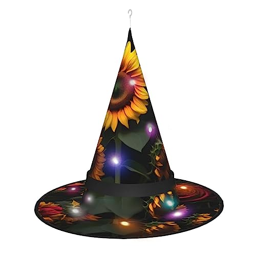 Vuoongt Sonnenblumen-Rosen-Druck, Halloween-Hut, vielseitig, leicht, Kostümzubehör, faltbar, spitz, Hutwithlight Vuoongt Sonnenblumen-Rosen-Druck, Halloween-Hut, vielseitig, leicht, Kostümzubehör, faltbar, spitz, Hutwithlight von Vuoongt