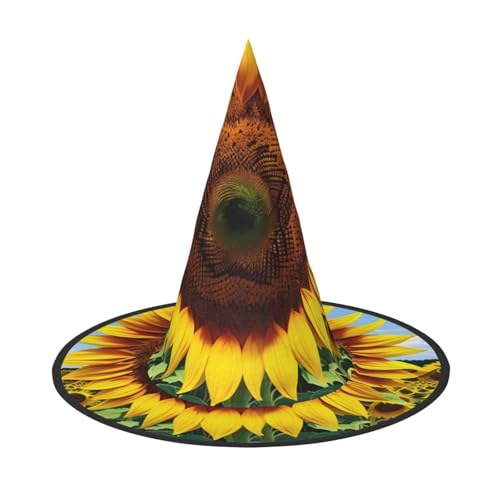 Vuoongt Sonnenblumenmuster-Druck, Halloween-Hut, vielseitig, leicht, Kostümzubehör, faltbarer Spitzhut Vuoongt Sonnenblumenmuster-Druck, Halloween-Hut, vielseitig, leicht, Kostümzubehör, faltbarer Spitzhut von Vuoongt