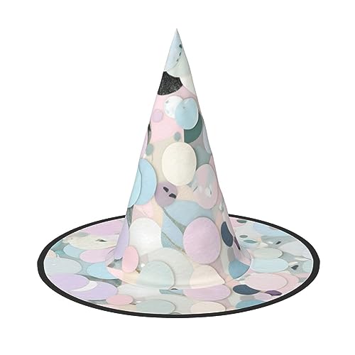 Vuoongt Terrazzo Marmor Pastell Print Halloween Hut Vielseitig Leicht Kostüm Zubehör Faltbarer Spitzhut von Vuoongt