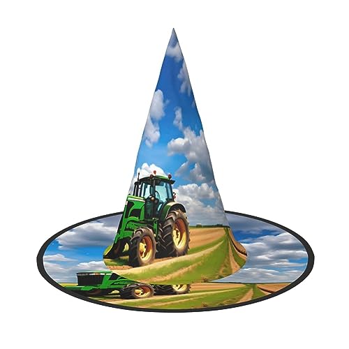 Vuoongt Traktor unter blauem Himmel und weißen Wolken Druck, Halloween-Hut, vielseitig, leicht, Kostümzubehör, faltbarer Spitzhut Vuoongt Traktor unter blauem Himmel und weißen Wolken Druck, Halloween-Hut, vielseitig, leicht, Kostümzubehör, faltbarer Spitzhut von Vuoongt