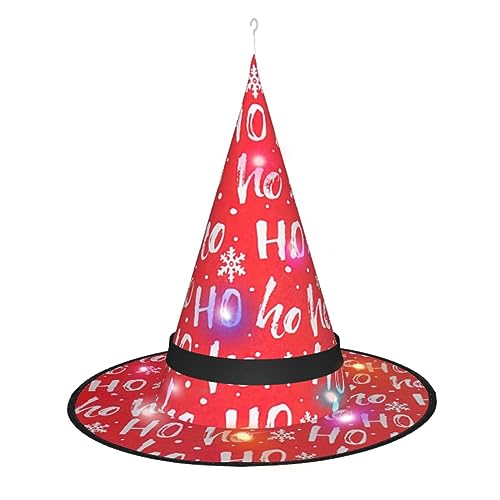 Vuoongt Weihnachtshintergrunddruck, Halloween-Hut, vielseitig, leicht, Kostümzubehör, faltbar, spitz, Hutwithlight von Vuoongt