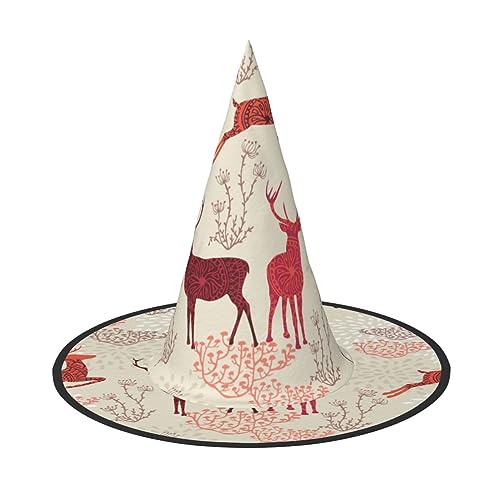 Vuoongt Weihnachtsmütze mit Elch-Druck, vielseitig, leicht, Kostümzubehör, faltbar, spitzer Hut Vuoongt Weihnachtsmütze mit Elch-Druck, vielseitig, leicht, Kostümzubehör, faltbar, spitzer Hut von Vuoongt