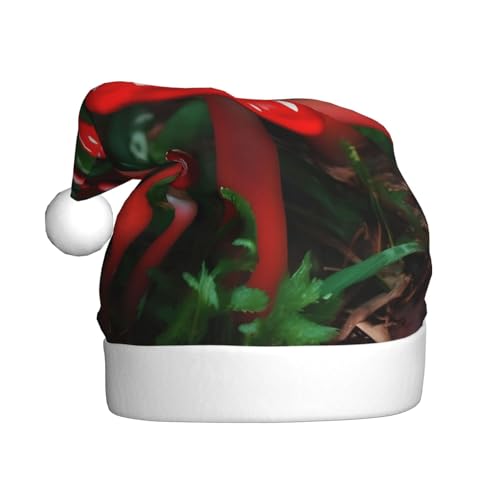 Vuoongt Weihnachtsmütze mit rotem Pilz-Druck, für Erwachsene, Weihnachtsdekoration für Neujahr, Festliches Partyzubehör von Vuoongt