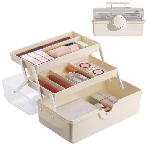 3 Regal Mehrzweck Aufbewahrungsbox 28CM,Bastelbox mit Drehverschluss Gegen Öffnen, NähkastenSortierbox,Organizer Box,Mehrzweckbox für Nähutensilien, Medikamente, Angelarbeiten, Kosmetik, Cremeweiß 3 Regal Mehrzweck Aufbewahrungsbox 28CM,Bastelbox mit Drehverschluss Gegen Öffnen, NähkastenSortierbox,Organizer Box,Mehrzweckbox für Nähutensilien, Medikamente, Angelarbeiten, Kosmetik, Cremeweiß von Vurlexat