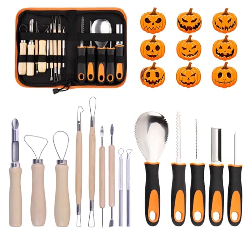 Kürbis Schnitzset,14 Stück Kürbis Schnitz Set für Halloween,Schnitzmesser für Kinder und Erwachsene,Werkzeuge zum Aushöhlen von Kürbissen,Edelstahl Kürbis Schnitzwerkzeug,Spezielle Aufbewahrungstasche Kürbis Schnitzset,14 Stück Kürbis Schnitz Set für Halloween,Schnitzmesser für Kinder und Erwachsene,Werkzeuge zum Aushöhlen von Kürbissen,Edelstahl Kürbis Schnitzwerkzeug,Spezielle Aufbewahrungstasche von Vurlexat