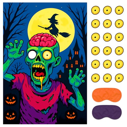 Vus Halloween-Spiele – Pin The Eyeball on The Zombie Party Game, Halloween Party Decorations Supplies Activities Vus Halloween-Spiele – Pin The Eyeball on The Zombie Party Game, Halloween Party Decorations Supplies Activities von Vusnud