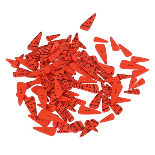 100 Stück Orange Karottenknöpfe, Holzknöpfe Zum Nähen, Karottennasenknöpfe Zum Nähen, Holzknöpfe mit 2 Löchern Zum Basteln, Nähen, Weihnachtsdekorationen (4 Größen) (Gerade) von Vvikizy