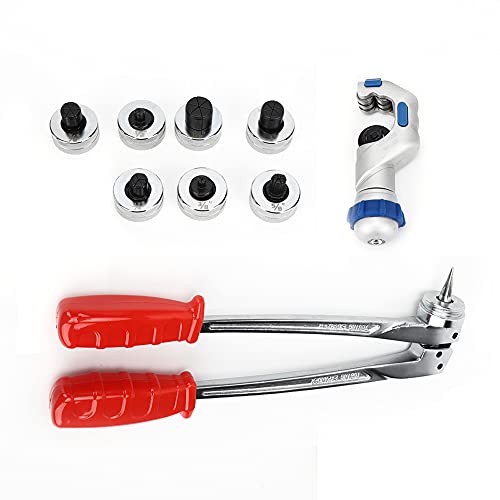 Vvikizy Manuelles Rohrexpander, Rohrflackwerkzeug mit Lagerbox und 7 Expanderköpfe für Kupfer- und Aluminiumrohre 10-28 Mm von Vvikizy