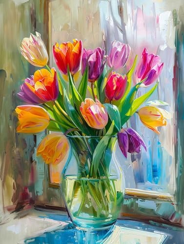 Colorful Flowers Colorful Flower Counted Cross Stitch Kits 11CT 40x50cm（15.75 * 19.69in） Cross-Stitch Patterns Dimensions Needlecrafts Embroidery Kits Arts and Crafts von VwrxnchCoatx