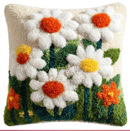 Knüpfset Für Erwachsene,Blumenbuchstaben Liebe 43X43Cm Knüpfkissen Zum Selber Knüpfen,Häkelgarn,Farbiger,Vorgedruckter Leinenteppich,Handarbeit,Diy-Kissenbezug,Knüpfset,Heimwerken,Sofadekoration von VwrxnchCoatx