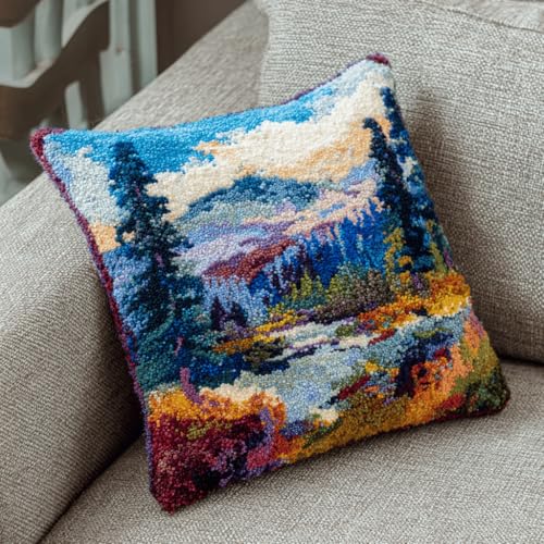 Knüpfset Für Erwachsene,Seesternschalen 43X43Cm Knüpfkissen Zum Selber Knüpfen,Häkelgarn,Farbiger,Vorgedruckter Leinenteppich,Handarbeit,Diy-Kissenbezug,Knüpfset,Heimwerken,Sofadekoration von VwrxnchCoatx