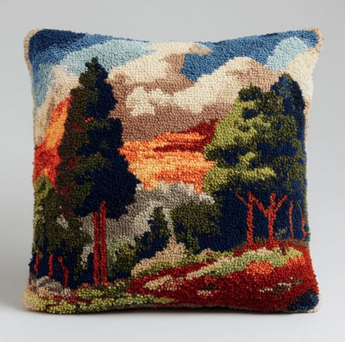 Knüpfset Für Erwachsene,Seesternschalen 43X43Cm Knüpfkissen Zum Selber Knüpfen,Häkelgarn,Farbiger,Vorgedruckter Leinenteppich,Handarbeit,Diy-Kissenbezug,Knüpfset,Heimwerken,Sofadekoration von VwrxnchCoatx
