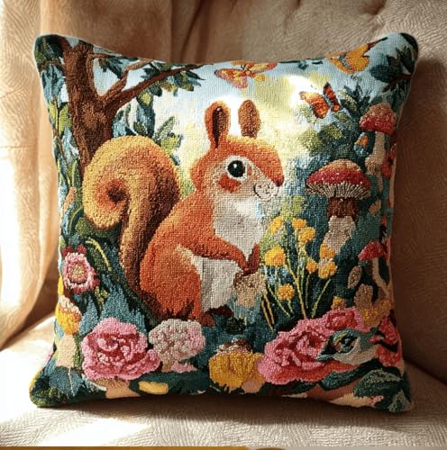 Knüpfset Für Erwachsene,Strandfrucht Kokosnussbaum 43X43Cm Knüpfkissen Zum Selber Knüpfen,Häkelgarn,Farbiger,Vorgedruckter Leinenteppich,Handarbeit,Diy-Kissenbezug,Knüpfset,Heimwerken,Sofadekoration von VwrxnchCoatx
