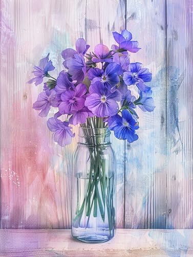 VwrxnchCoatx Colorful Flowers Cross Stitch Colorful Flowers Embossed Pattern Starter Kit (Flowers) 11CT 40x50cm（15.75 * 19.69in） Embroidery Kit DIY Cross Stitch Craft with Accessories von VwrxnchCoatx