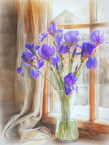VwrxnchCoatx Colorful Flowers Embroidery Kit Cross Stitch Embossed Pattern Starter (Flowers) 11CT 40x50cm（15.75 * 19.69in） Sticken Set Anfänger für Wandkunst-Heimdekoration von VwrxnchCoatx