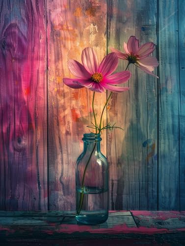 VwrxnchCoatx Colorful Flowers Embroidery Kit Cross Stitch Embossed Pattern Starter (Flowers) 11CT 40x50cm（15.75 * 19.69in） Sticken Set Anfänger für Wandkunst-Heimdekoration von VwrxnchCoatx