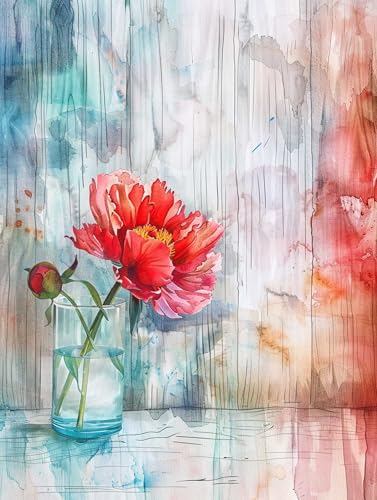 VwrxnchCoatx Colorful Flowers Embroidery Kit Cross Stitch Embossed Pattern Starter (Flowers) 11CT 40x50cm（15.75 * 19.69in） Sticken Set Anfänger für Wandkunst-Heimdekoration von VwrxnchCoatx
